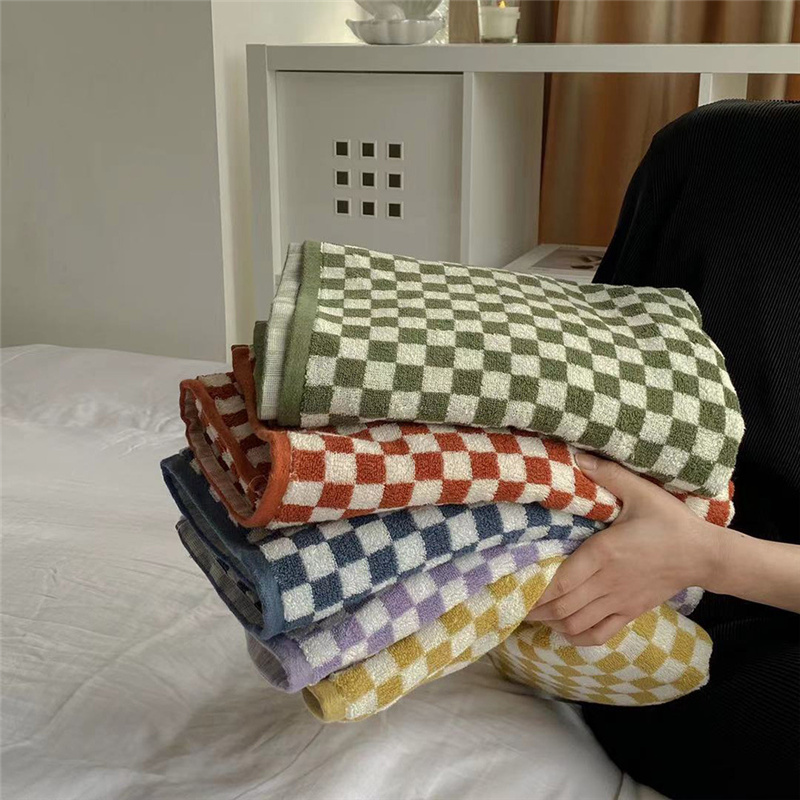 Cloth Face Mask Washable - レトロなチェックボード,市松模様の綿タオル,柔らかい肌にやさしい,吸収性準備タオル,家庭用およびホテル用品