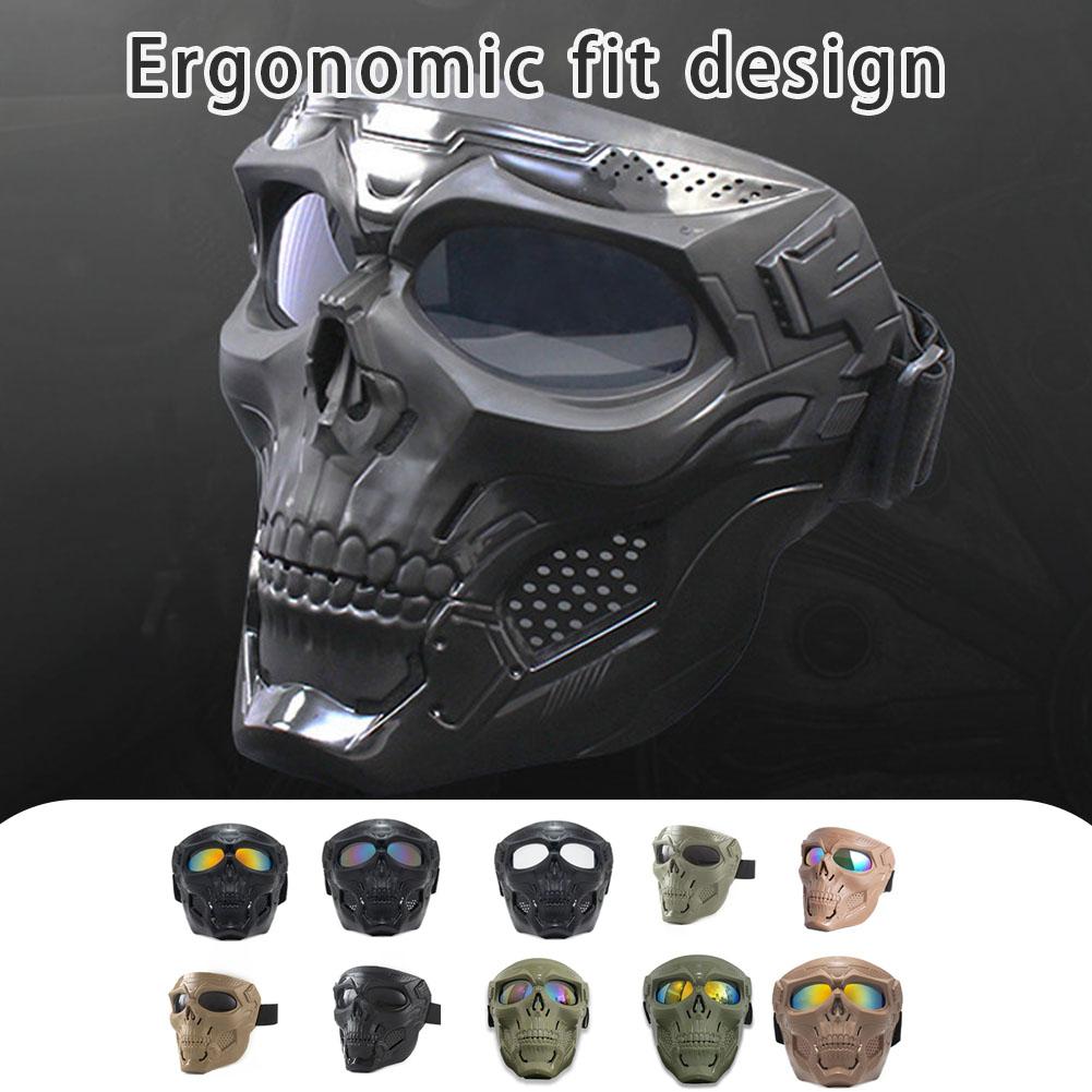 Mask Lanyard Adjustable - オートバイに乗るためのクリエイティブな頭蓋骨マスク、レトロなハーレーマスク、防塵フェイスマスク、屋外ゴーグル、調整可能なゴムバンド