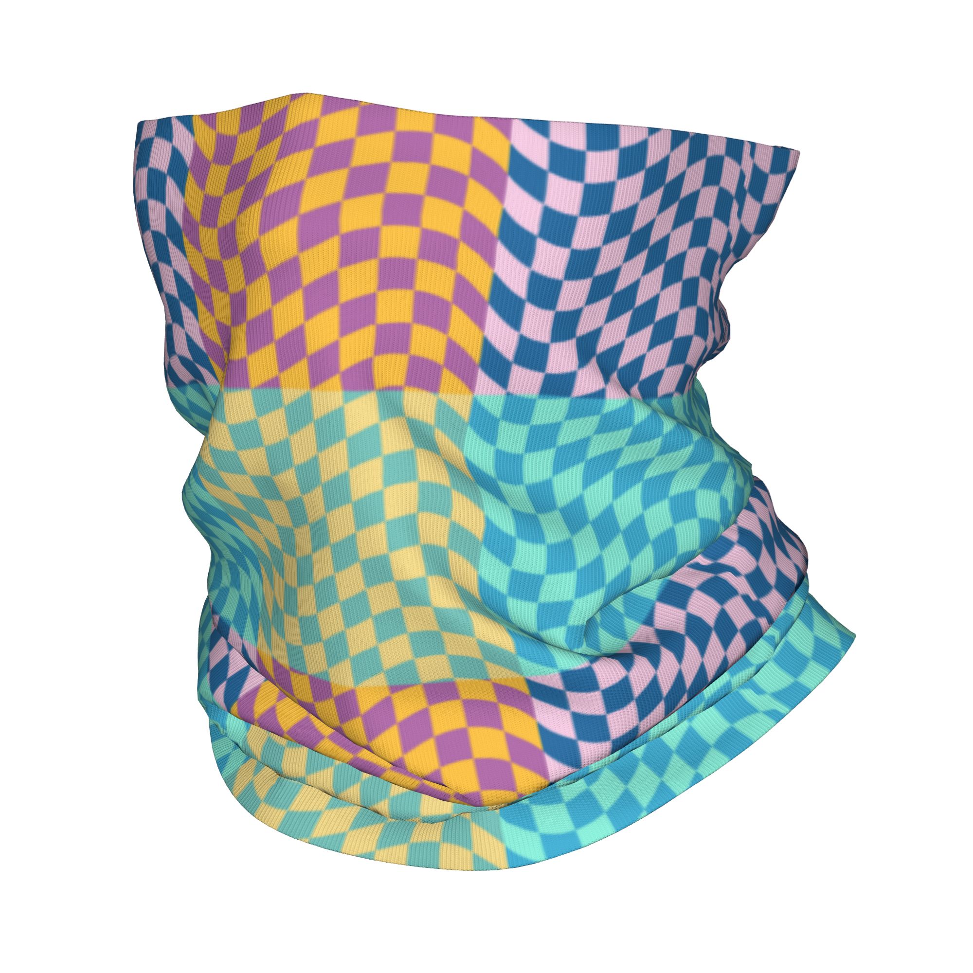 Neck Gaiter Face Cover - カスタムカラーチェック柄バンダナネックゲイター防風フェイススカーフカバー男女兼用ヘッドバンドチューブバラクラバ
