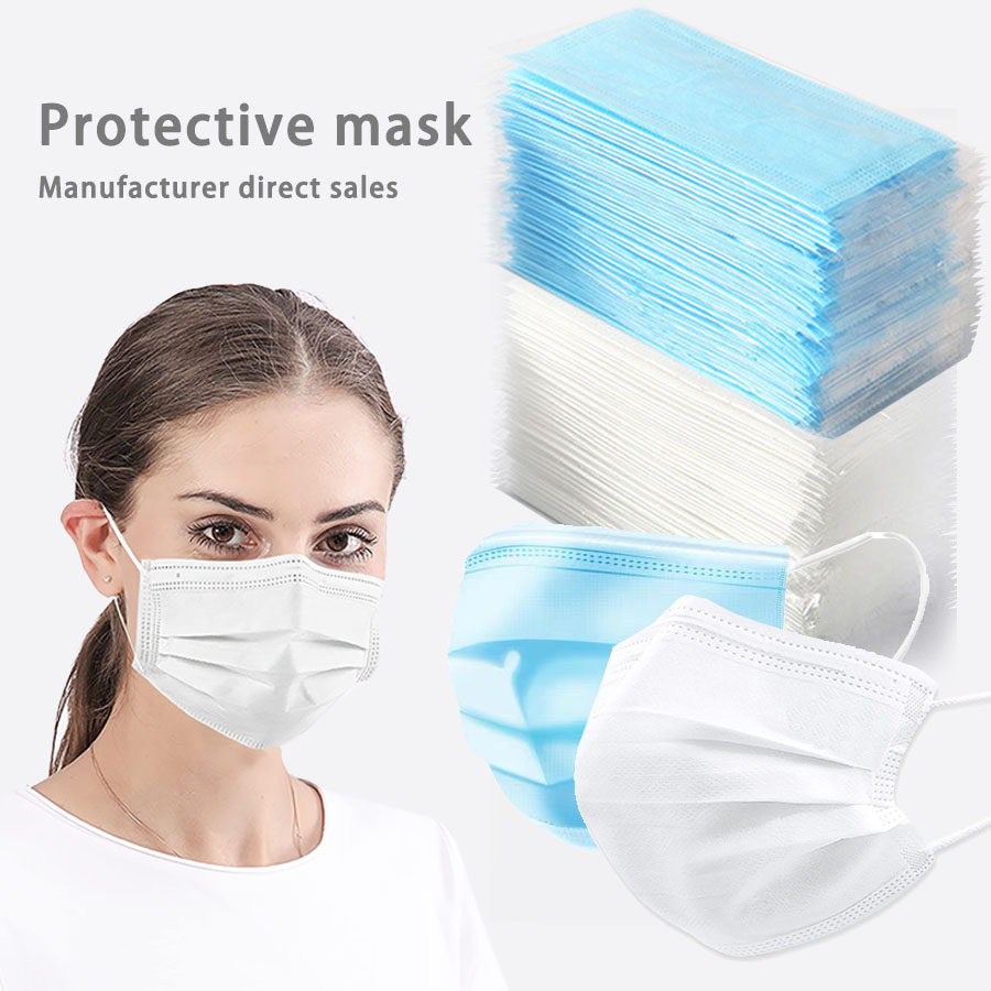 50/100 個使い捨てマスク顔青白大人マスク工場卸売 3  - Disposable Mask Blue のレビューと価格