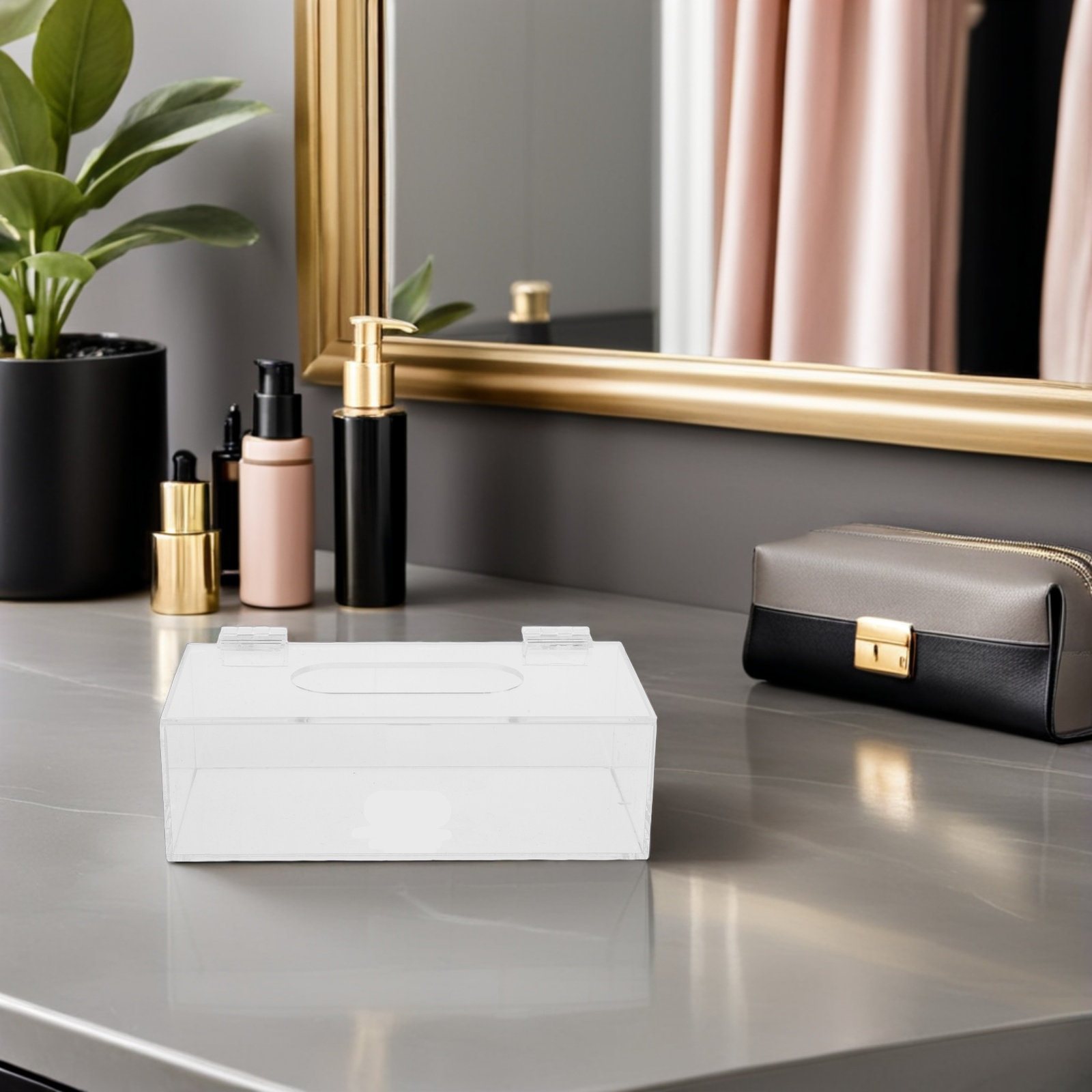 透明アクリル製マスク収納ボックス 7.9x4x2.6インチ  - Face Mask Storage Box のレビューと価格