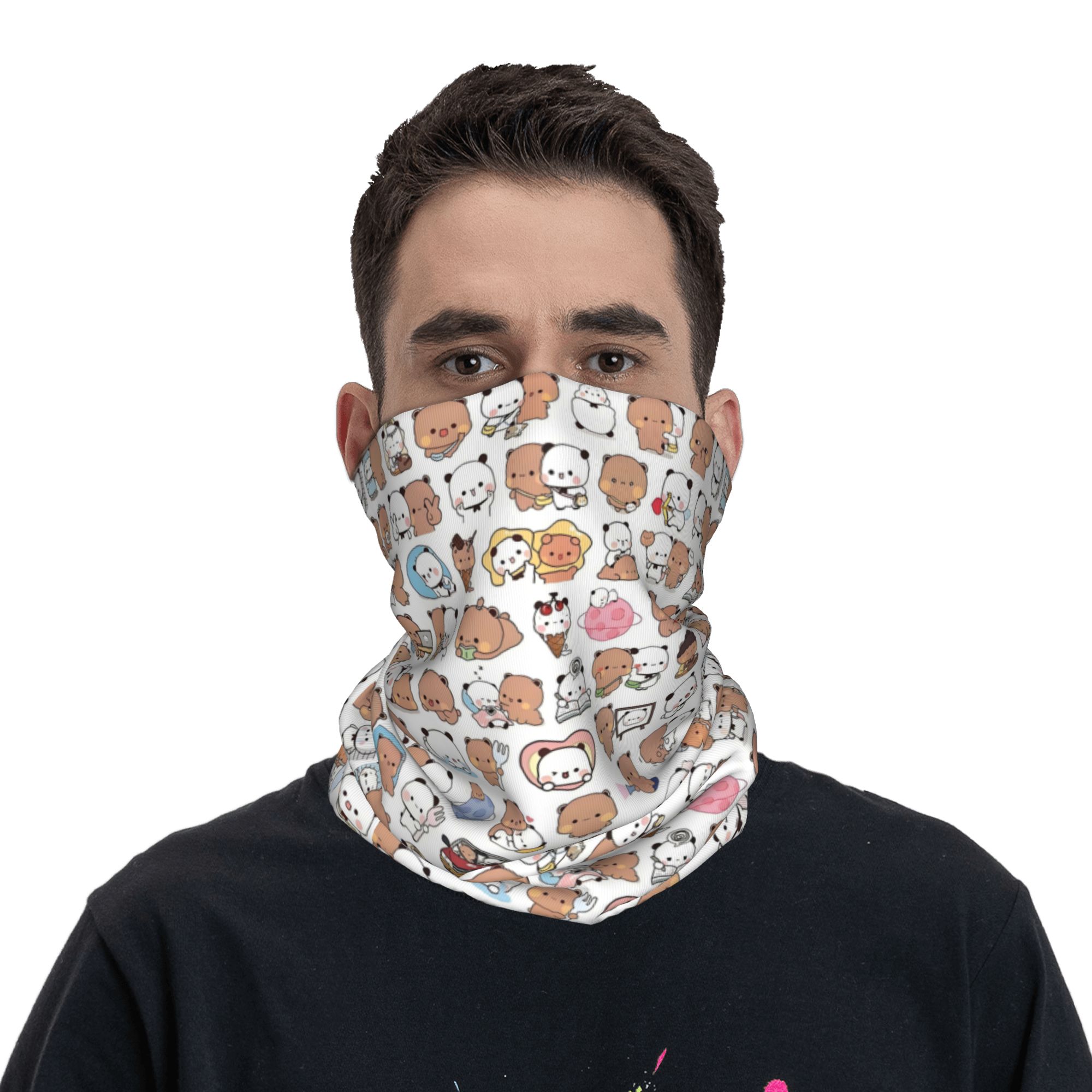 カスタムベア漫画ピーチとゴマブブドゥドゥバンダナネックウォー - Neck Gaiter Face Cover のレビューと価格
