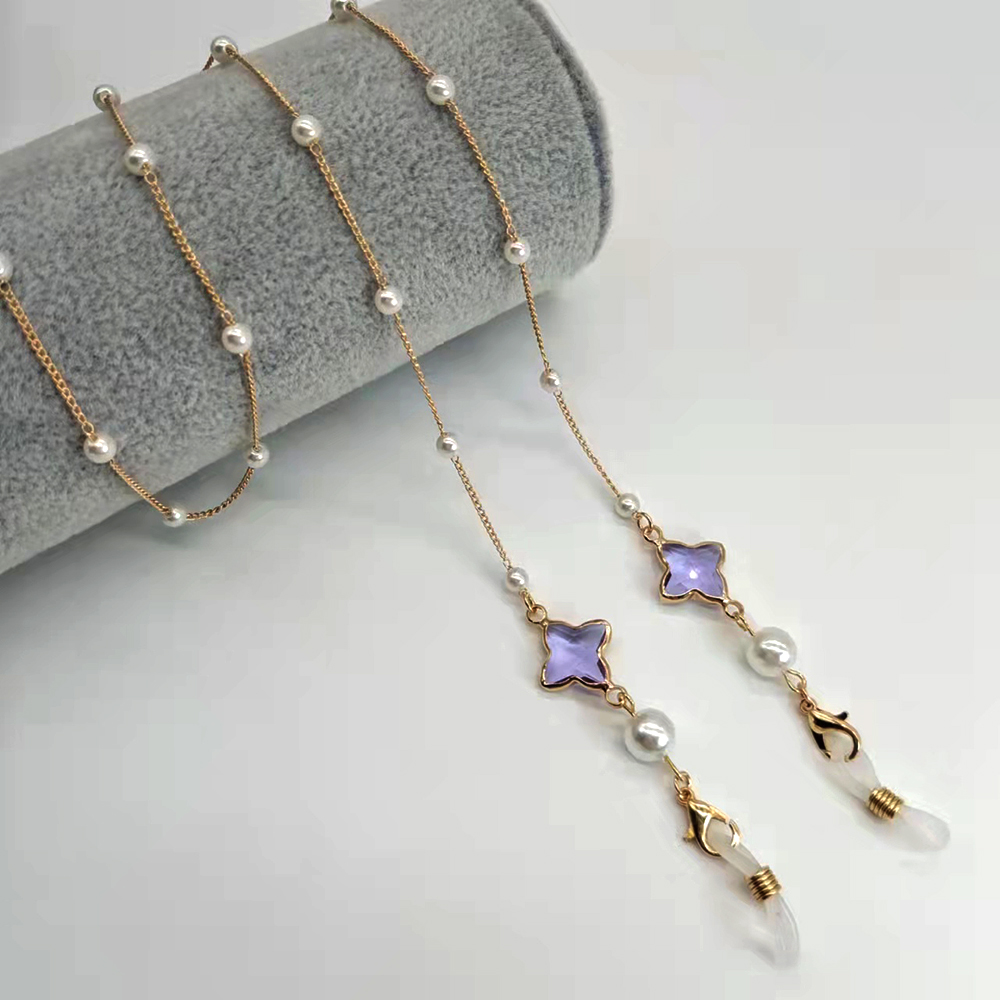 女性眼鏡チェーンプラスチックビーズハートカラークリスタルチャ - Mask Chain Holder のレビューと価格