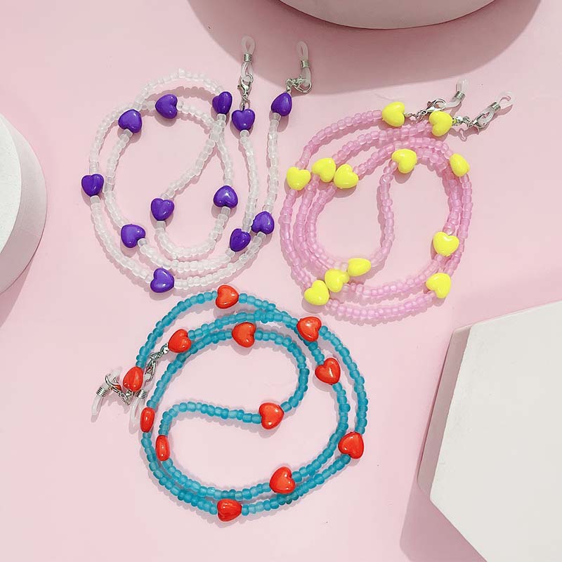 女性用チェーン付き滑り止め老眼鏡,ピーチハート,パール,ラブ - Mask Chain Holder のレビューと価格